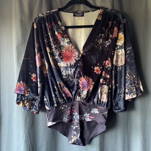 Zara Velvet Kimono Bodysuit - Picture 2 of 5